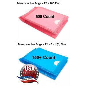 750+ Omnipak High-Density Merchandise Bags • Die-Cut Handle • 12x18in & 12x15in